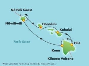 Map of the Hawaii cruise itinerary