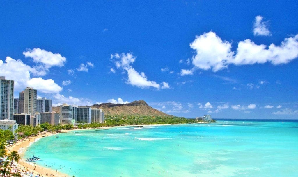 View of Diamond Head Crater in Waikiki on Oahu