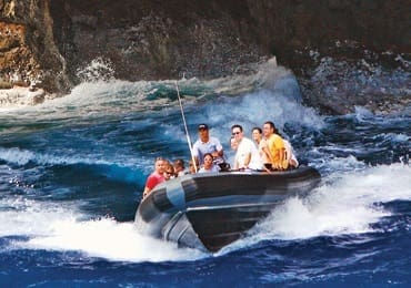 Kauai shore excursion enjoy a speed boat ride to Napali Coast in Kauai.
